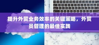 提升外贸业务效率的关键策略与外贸员管理最佳实践