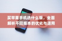 买苹果手机选什么版，全面解析不同版本的优劣与适用场景