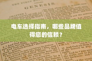 电车选择指南，哪些品牌值得您的信赖？