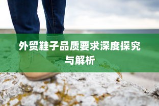 外贸鞋子品质要求深度探究与解析