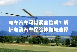 电车汽车可以买全险吗？解析电动汽车保险种类与选择