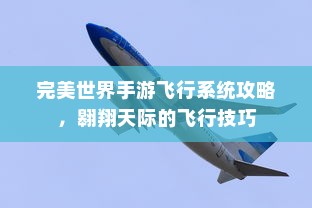 完美世界手游飞行系统攻略，翱翔天际的飞行技巧