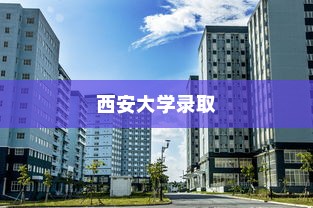 西安大学录取详解攻略