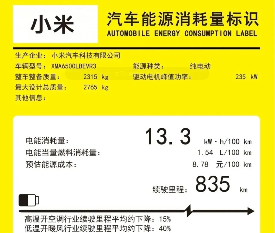 小米YU7新增835km续航版本，解决续航焦虑不再是问题！