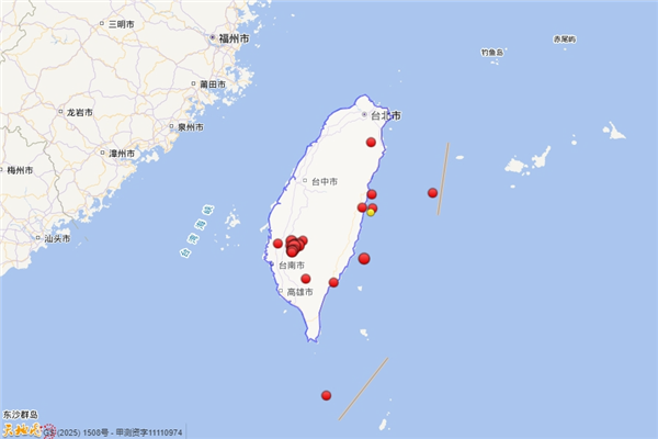 今年我国已发生三级以上地震318次：台湾省最频繁